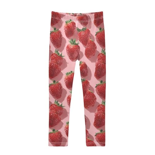 Girls Leggings Strawberries Pink Soft Toddler Leggings for Girls Kids Pants Size 4T-10T