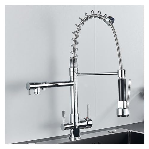 Robinet mélangeur d'eau chaude froide filtrée au design contemporain en nickel brossé