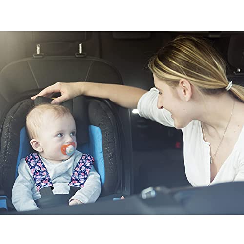 Image of Baby Car Seat Belt Covers, Floral Stroller Seat Strap Covers, Car Seat Straps Shoulder Pads for Girls Boys, Minky Seat Belt Protectors for Car Seats /Pushchair, for Kids Newborn Infants Toddlers