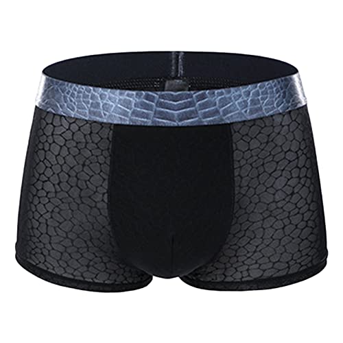 DGKaxiyaHM Boxer Transparent pour Hommes sous-vêtement Respirant en Maille de Soie glacée Caleçon Boxeur Jacquard Transparent Taille Moyenne (Le Noir3,3XL) Cover