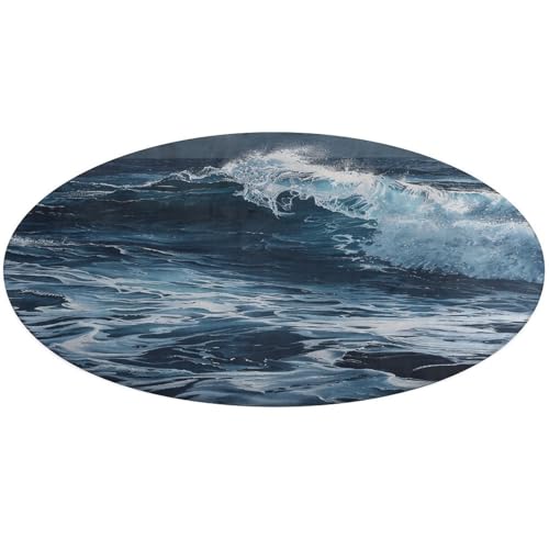 Alfombra de cocina pequeña lavable y mullida con ondas 2