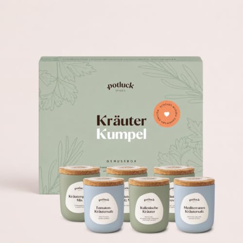 Potluck | Kräuter Kumpel 6er Set | Gewürzmischungen im Keramiktopf | Vegan, glutenfrei und mit...