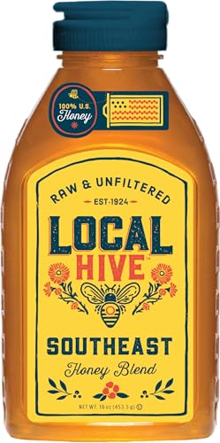 Local Hive Southeast Raw Unfiltered Honey 16oz. 100% US honey sourced from American bees and beekeepers.