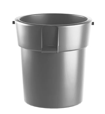 Round Trash Can with No Lid Commercial Trash Can Trash Bin Kitchen Garbage Can Waste Basket Bin Durable Waste Container Heavy-Duty Janitorial Can Gray, 10 Gallon