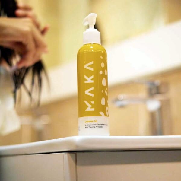 Miniatura 7 de Maka Capillary Health Leave-In con protección contra el calor y control de aceite, anti pérdida de cabello + hidratación + reestructuración, 6.8