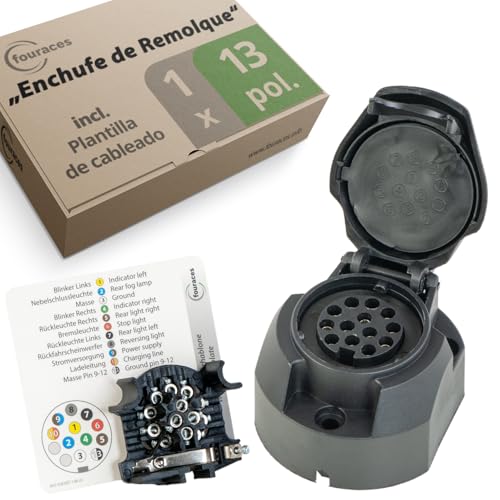 fouraces Enchufe de Remolque   13 Pines, Plantilla   para Coche, Enganche, camión, Caravana, portabicicletas   Acoplamiento de remolques, Accesorios
