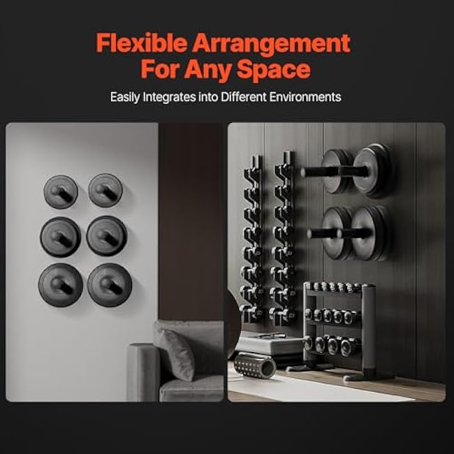 VEVOR Wall Mounted Weight Plate Holder, Weight Rack Storage for 2-Inch Weight Plates, 330 lbs Load Capacity Weight Storage Rack, Heavy Duty Iron Home Gym Organizer, 4 Pack, Mounting Hardware Included