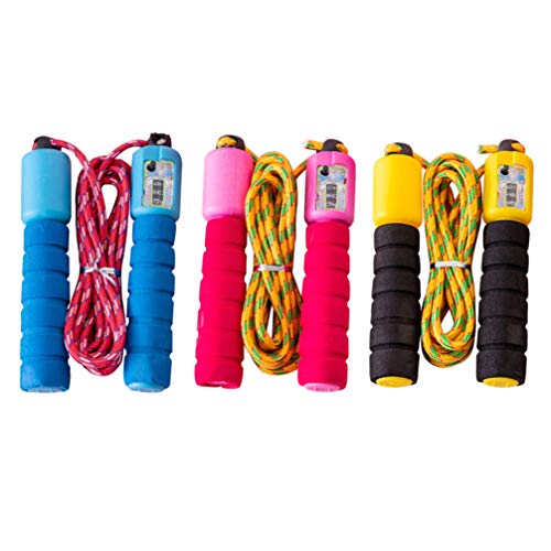 Garneck 3pcs Jump Rope Adjustable Digital Counting Jump Rope Kids Women Men Skipping Ropes (Random Color)