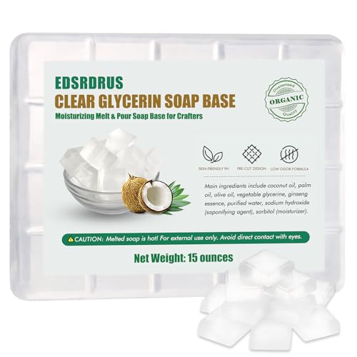 15 Ounces Glycerin Soap Base - Unscented Melt and Pour Soap Base for DIY Crafting, Easy to Cut...