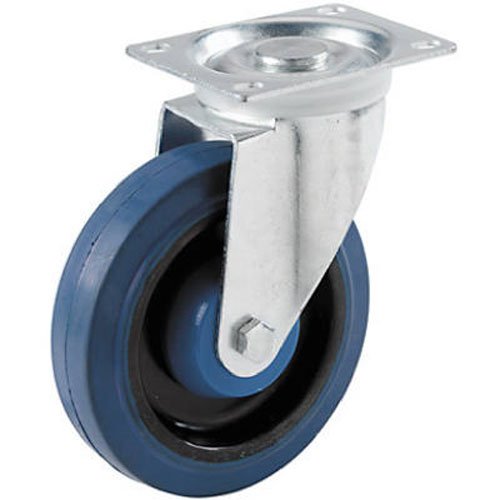 Shepherd Hardware9260 4-Inch Swivel Caster, Elastic Blue Rubber, 265-lb Load Capacity