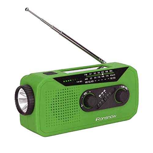 iRonsnow IS-366 Solar Emergency NOAA Weather Radio Hand Crank Windup WB/AM/FM Radios...