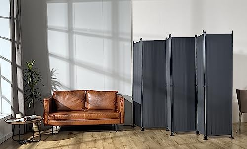 MAYOLIAH 6 Panel Room Dividers Folding Privacy Screen, 10ft Wide 6ft Tall Partition Office Walls Separator with Small Base, Grey
