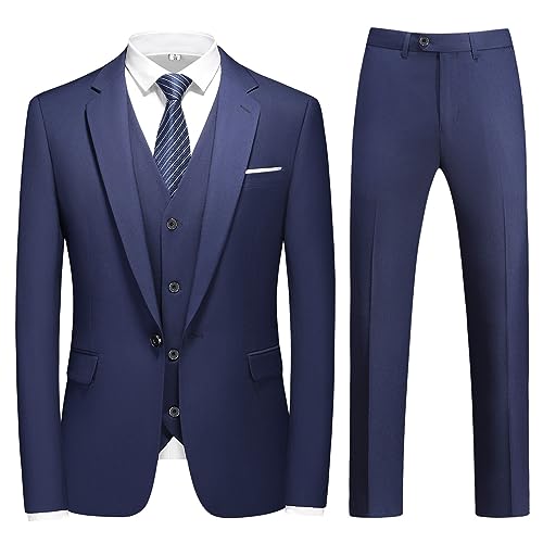 KUDMOL Herren 3-Stücke Anzug Business EIN Knopf Smoking Anzug für Männer Smoking Klassische Blazer Weste Hosen Set KUDMOL Herren 3-Stücke Anzug Business EIN Knopf Smoking Anzug für Männer Smoking Klassische Blazer Weste Hosen Set