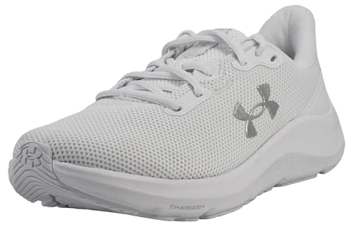 Under Armour Charged Pursuit - Tenis de Correr para Mujer, Blanco Blanco Metálico Plateado, 42.5 EU