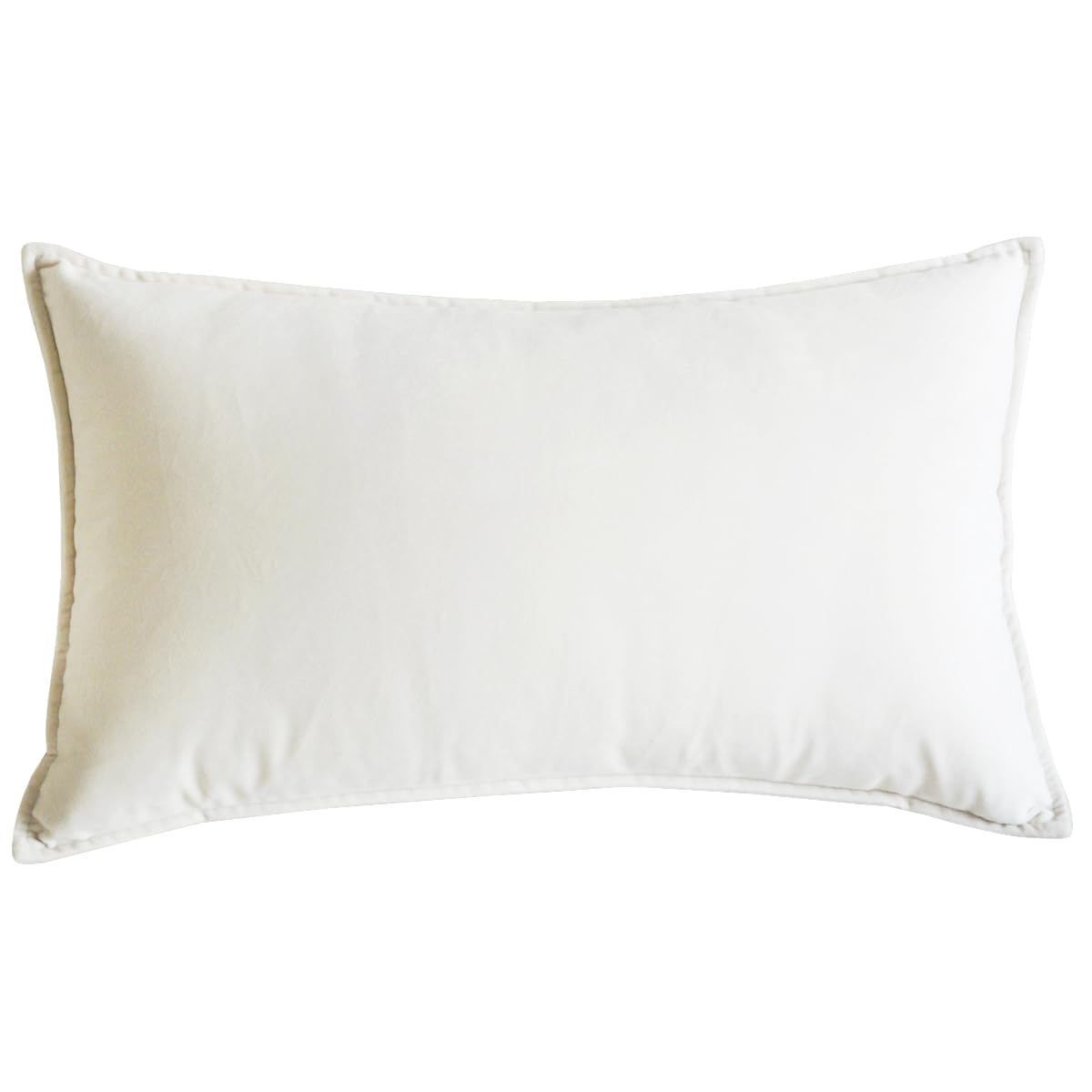 Lutanky Velvet Cushion Cover Decorative Rectangle Throw Pillow Case Soft Flanges Pillowcase for Sofa Bedroom with Invisible Zipper 12x20 Inch 30 x 50 cm(creamy white, 1 Piece) — image 1