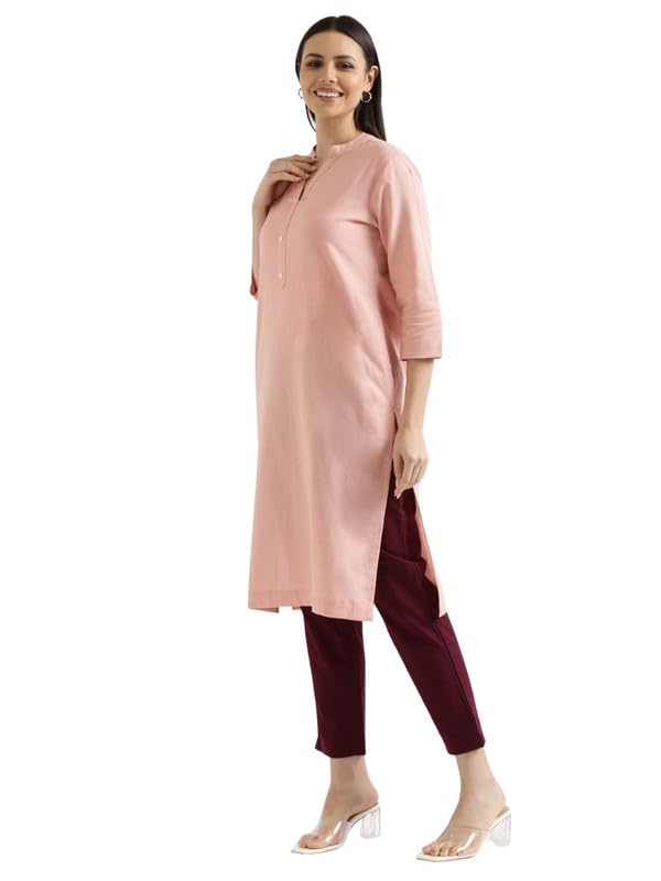 Image of SAADAA Women's Cotton Long Kurta Pant Set | Straight Fit Kurta with Trouser | Traditional Ethnic Wear for Daily & Festive Use