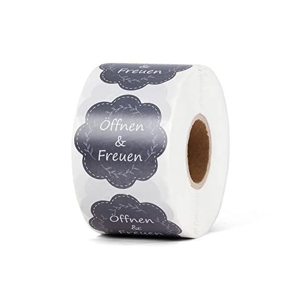 Öffnen und Freuen Aufkleber 600 Stück 40mm Blumenförmige Etiketten auf Rolle Geschenkaufkleber Selbstklebend ideal für Geschenkverpackung,Hochzeit,Überraschung,Individuelles Design – Bild 9