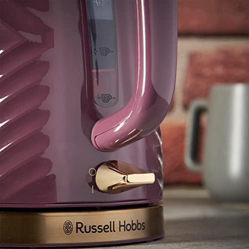 Russell Hobbs 26383 Groove Electric Kettle, Textured Fast Boil Energy Efficient Cordless Kettle with Perfect Pour, 1.7 Litre, 3000 Watts, Mulberry