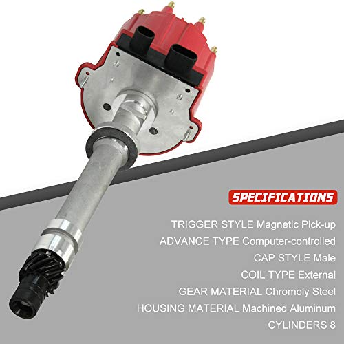 Ignition Distributor Compatible With 1987-1997 Gmc Chevy 5.0L 5.7L 7.4L C/K Pickup Truck Van Big Blocks Small Blocks 305 350 454 Hei652R Red Cap #TOP4