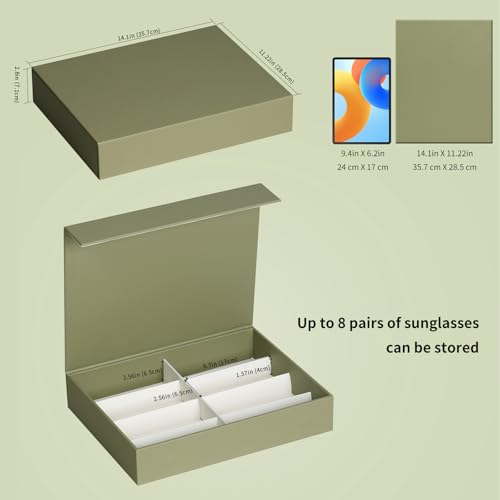 Image of AUTOARK Leather 8 Slot Sunglasses Organizer,Eyeglasses Holder for Men Women,Multiple Glasses Display Case,Light Green,MKAW053