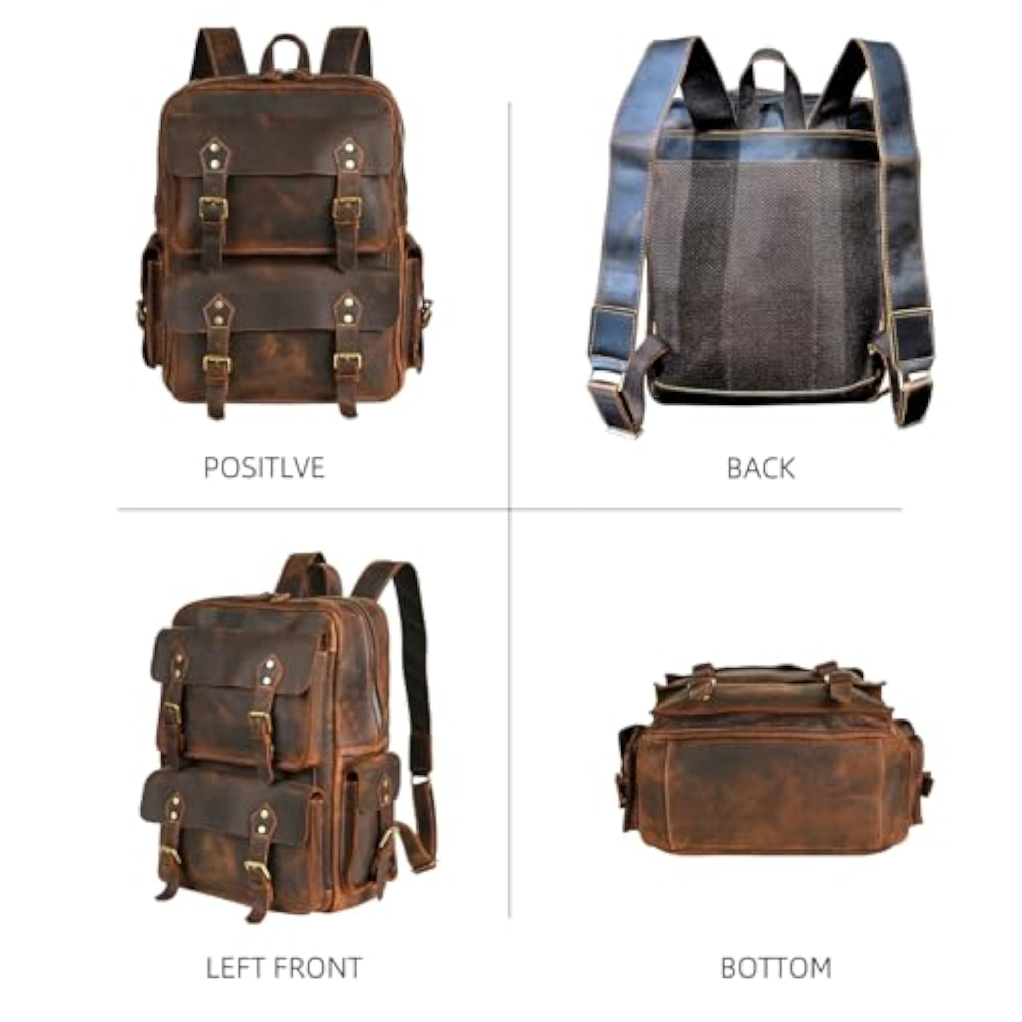 Handmade Genuine Crazy Horse Leather Large Travel Backpack