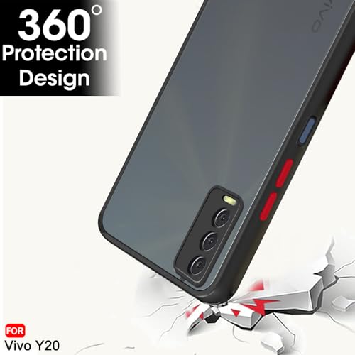 Image of TheGiftKart Translucent Hybrid Back Case Cover for Vivo Y20 / Y20a / Y20g / Y20i / Y20t / Y12g / Y12s | Smoked Matte Back | 360 Degree Protection | Protective Hard Back Cover (PC & TPU, Black Bumper)