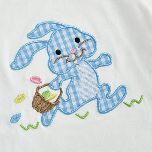 Image of Toddler Baby Boy Easter Rabbit Outfit Short Sleeve Bunny Carrot Smocked T-shirt Elastic Waist Shorts Summer Clothes