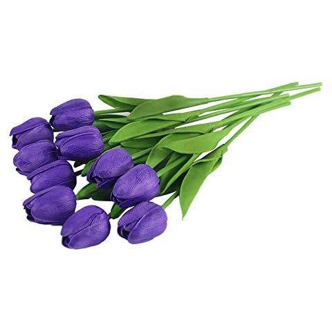 Artificial Flowers Tulips Simulation Flowers Fake Flower Latex Material Real Touch for Wedding Party Home Decorations Purple for Home Cover