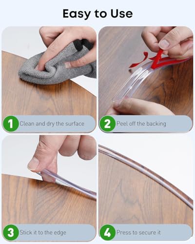 Image of Edge Protector Tape for Furniture - Clear Corner & Edge Guard - Baby Proofing Safety Strip for Table, Desk, Shelf - Self-Adhesive, Easy to Cut & Install, Shock Absorbing, Non-Toxic Material (1 Meter)