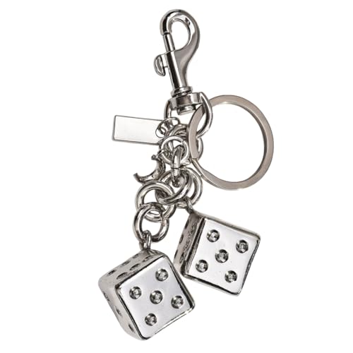 JTMY Cool Dice Llavero personalizado de aleación para bolso de mano, llavero con colgante de accesorios para mujeres y hombres (plateado)
