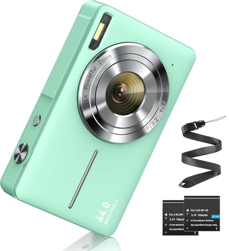 Fotocamera digitale FHD 1080P 44MP fotocamera fotografica 16X zoom digitale fotocamera con batteria portatile semplice fotocamera digitale per bambini, studenti, adolescenti verde