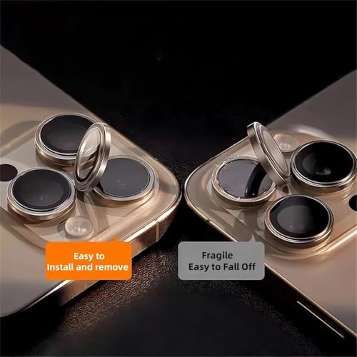 Image of PreCure Compatible for iPhone 16 Pro /iPhone 16 Pro Max Camera Lens Protector, Ultra-HD Tempered Glass Camera Cover Screen Protector Metal Individual Ring Protector Accessories, Desert Titanium