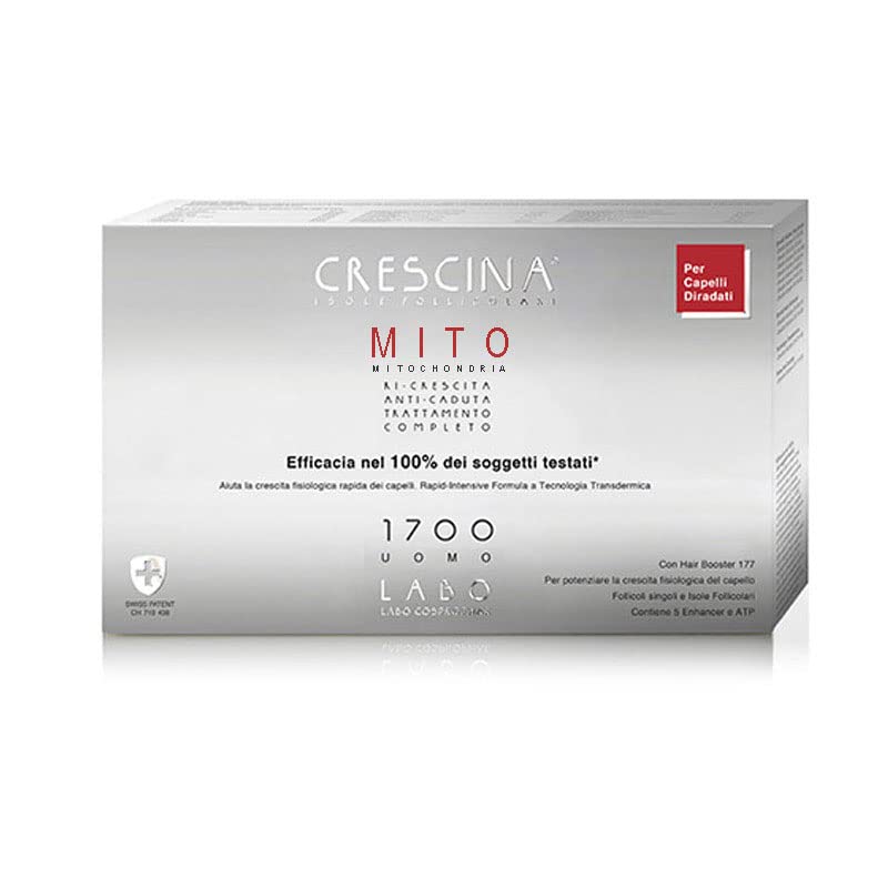 Crescina Transdermic MITO Isole Follicolari Doppio Trattamento Ricrescita e Anticaduta per capelli 1700 Uomo 20 fiale (10+10)
