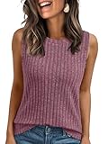 AUTOMET Womens Tank Tops Sleeveless Tunic Shirts Summer Fashion Basic Soft Clothes 2025 Casual Trendy Vacation Spring Outfits DarkPink M