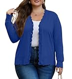 OLRIK Plus Size Cardigan for Women Plus Size Fall Outfits Open Front Cardigan for Women Royal Blue-2X