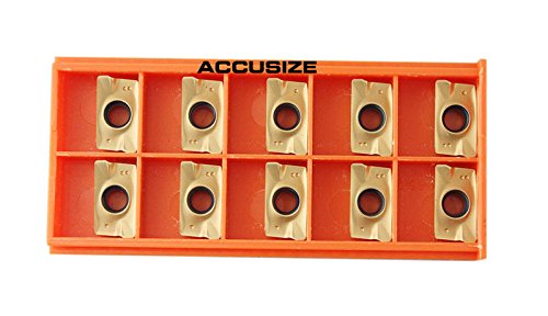 Accusize Industrial Tools Tin Coated APKT1604 Carbide Inserts, Set of 10 Pieces, 0056-1604x10