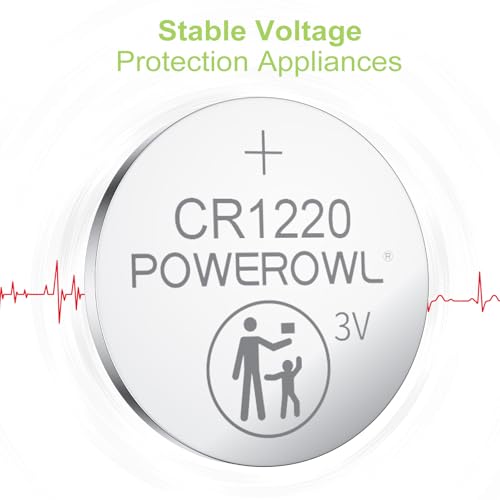 Image of POWEROWL High Capacity CR1220 Battery (15-Pack) 3v Lithium Batteries, 10 Years Leak-Free