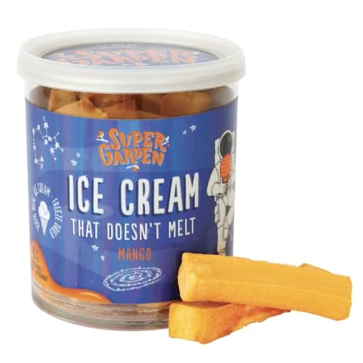 ¿Quién invento el helado? 1 Helado de mango de fruta liofilizada - Caramelo liofilizado - Comida deliciosa para astronautas, comida liofilizada, comida para acampar y dulces de Super Garden (45 g)