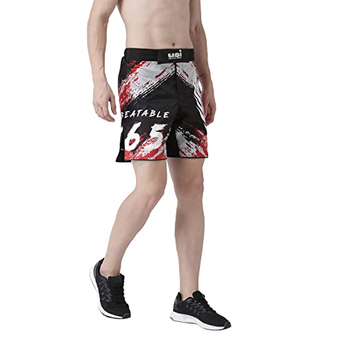 Image of USI Universal MMA Shorts for Training & Kickboxing, 411HB Unbeatable Shorts Tuf Stretch Fighting Shorts for Martial Arts, Cage Fight, Muay Thai, BJJ, Boxing (M, Black /Red)