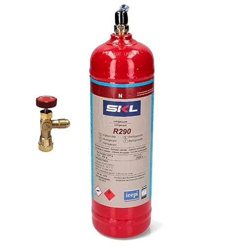 REPORSHOP - 1 Botella Gas Refrigerante R290 + Valvula 370Gr Propano Freeze Organico