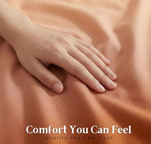 Image of VAS COLLECTIONS 300 TC Cotton Double Bedsheet for Super King Bed (108x108 in) | 7D Digital Printed Solid Bedsheet with 2 Pillow Covers | Soft, Wrinkle Packaging | Orange Shade