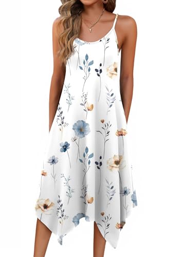 Image of Zeagoo Women Summer Midi Dresses 2026 Hawaiian Bohemian Beach Cover Up Sundress Spaghetti Strap Casual Dress with Pockets