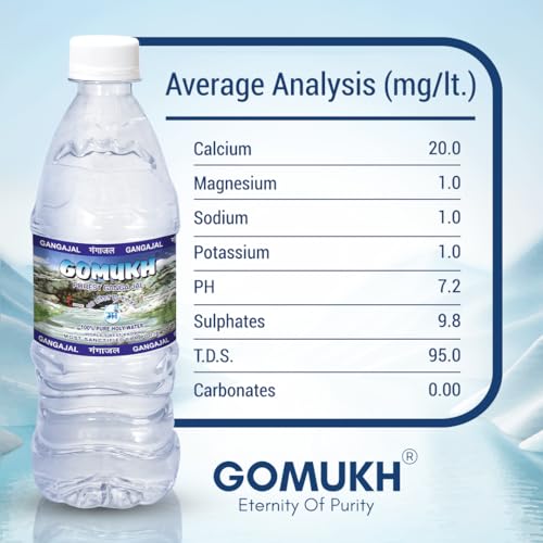 Image of inchGOMUKH inch Gangajal 500ML The Purest Holy Water Directly From Gangotri Valley Approved By Govt. Of Uttrakhand For Puja Purposes 0.5 LTR