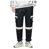 Mens Fashion Letters Print Sports Ankle-Length Trousers Plush Warmed Long Pants Black