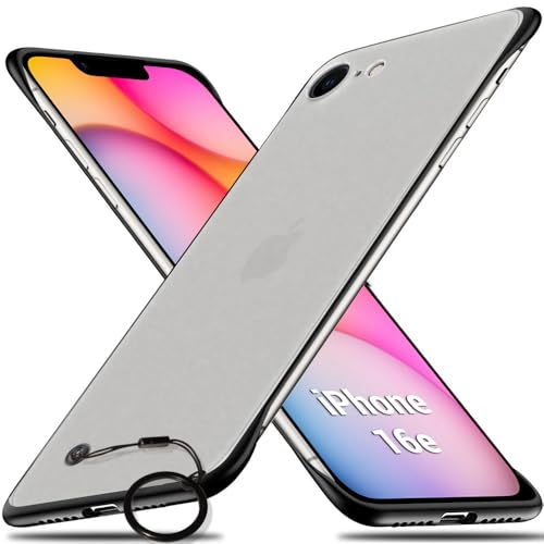 Image of TheGiftKart Hybrid Ultimate Slim Back Case Cover for iPhone 16e | Lightweight Profile | Hard Back Case Cover for iPhone 16e (PC & TPU, Frosted Matte Translucent, Black Sides)