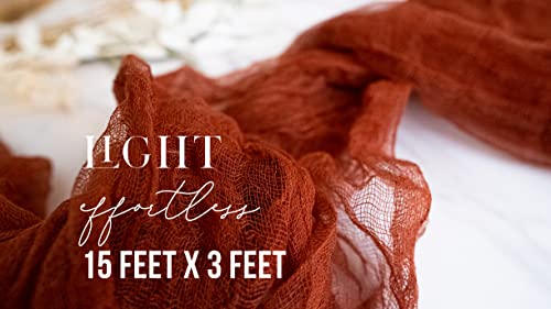 Ls Designs Rustic Gauze Table Runner 36 Inch X 180 Inches (3 Ft X 15 Ft) Cheesecloth, Wedding, Bridal Shower, Baby Shower, Farmhouse, Boho Wedding Style Table Runner (Terracotta) #TOP2