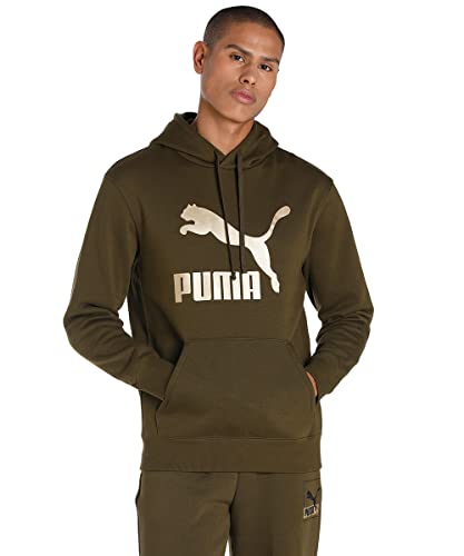 PUMA Classics Hoodie FL Sweat Polaire Homme Noir à Logo Métallique
