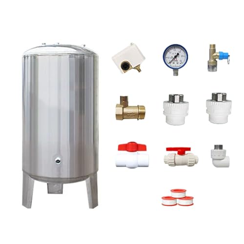 guoyjmm Druckbehälter Druckkessel Druck Wasser-Speicherbehälter 60L-300L, Edelstahl Hohe Vordruckbehälter Tragbar, Druckspeicher, mit Komplettem Installationssatz,60L/15.8Gal-40x60cm