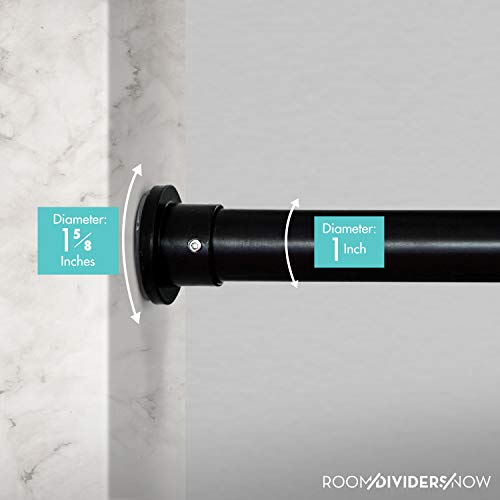 Room/Dividers/Now Tension Curtain Rod - Tension Window Rod - Bedroom, Kitchen Rod - Long, Heavy Duty, Adjustable Extension Curtain Rods By Room Dividers Now (48-80 Inches, Black) #TOP6