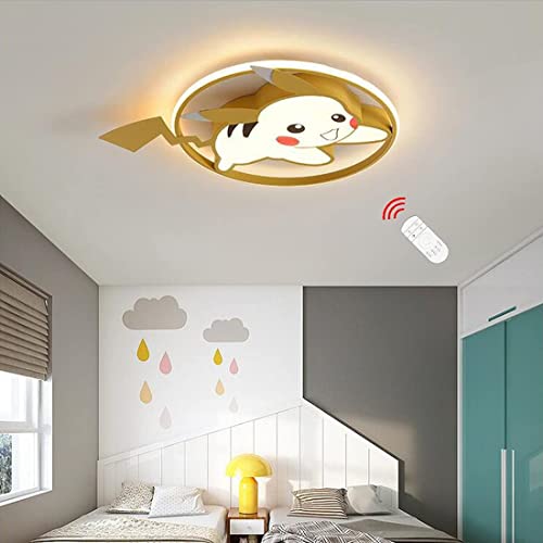 Plafonnier LED lampe de La Chambre des enfants créative avec télécommande, dessin Pokémon plafonnier dimmable LED, Ø50CM, applique murale moderne de décoration intérieure de chambre de bébé, 2730LM
